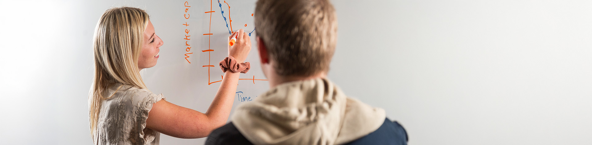 Business Finance students share a whiteboard at Cornerstone University
