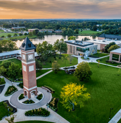 Aerial view of the Cornerstone University campus