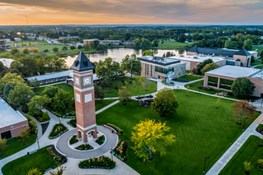Aerial view of the Cornerstone University campus