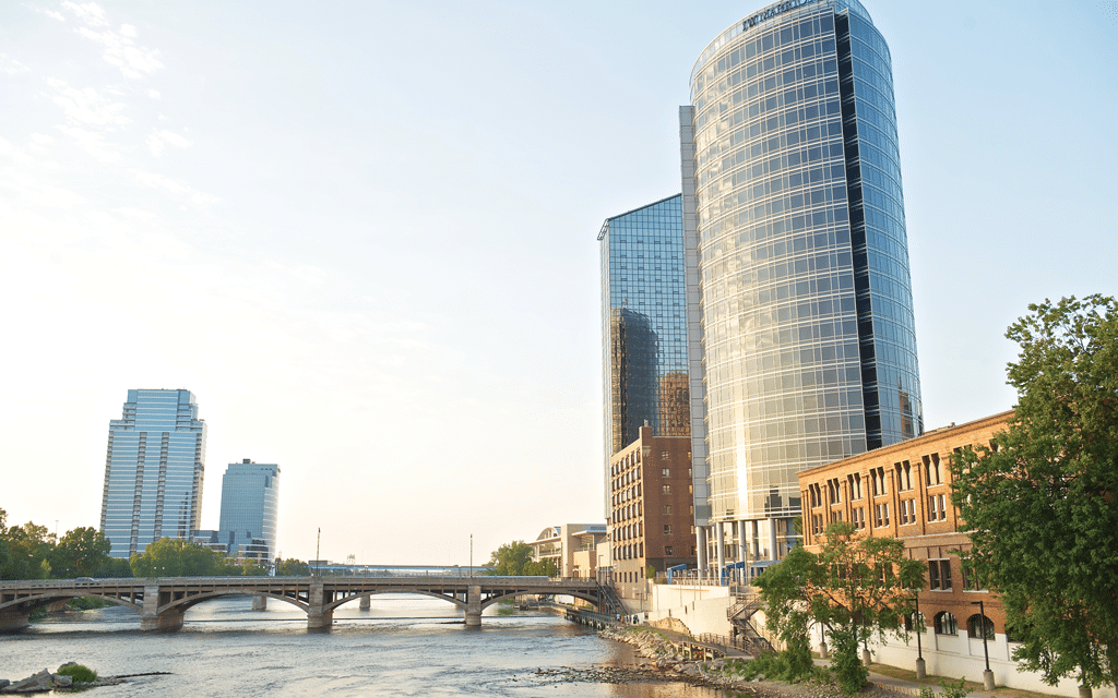 JW Marriott Hotel located on the Grand River in downtown Grand Rapids, Michigan