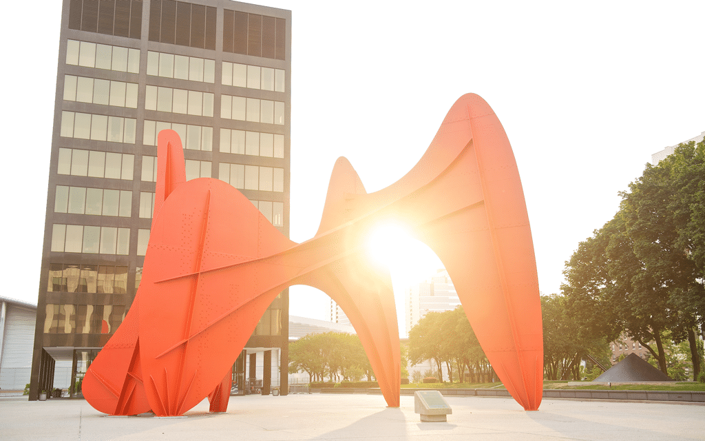 The sculpture La Grande Vitesse created by artist Alexander Calder located in downtown Grand Rapids