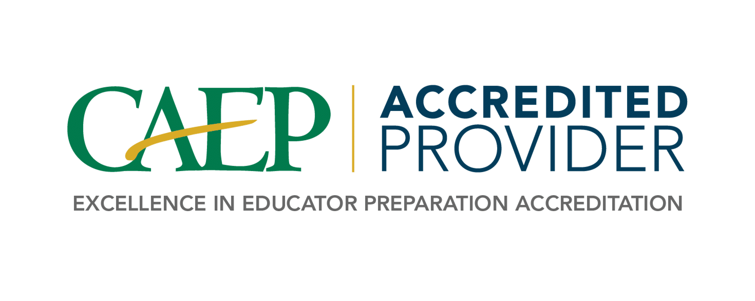 Logo of CAEP organization that indicates CAEP Accredited Provider and includes the subheading Excellence in Educator Preparation Accreditation