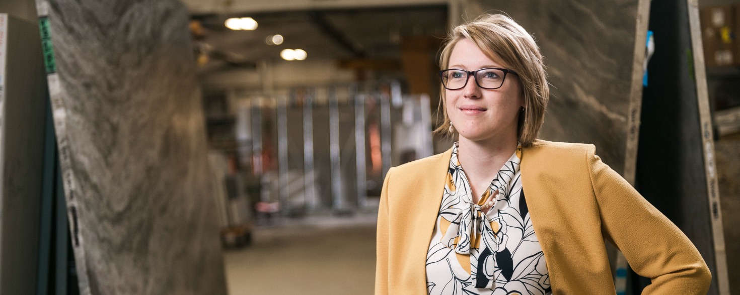 Female Cornerstone University student in workplace