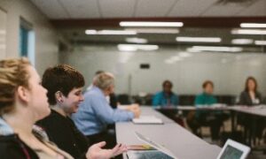 Students of gender diversity sitting in a Cornerstone University classroom