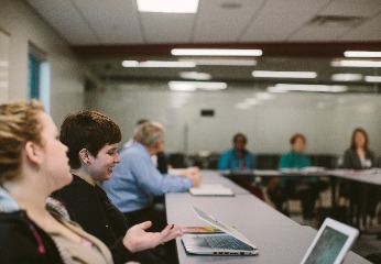 Students of gender diversity sitting in a Cornerstone University classroom