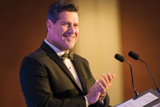 Gerson Moreno-Riaño speaking at the Inaugural Gala at the Amway Grand Plaza Hotel
