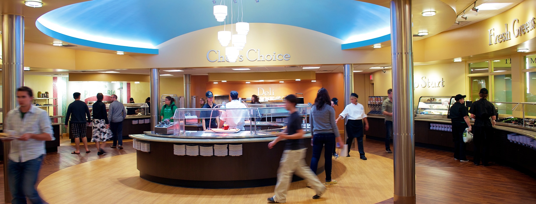 Interior of dining commons servery at Cornerstone University