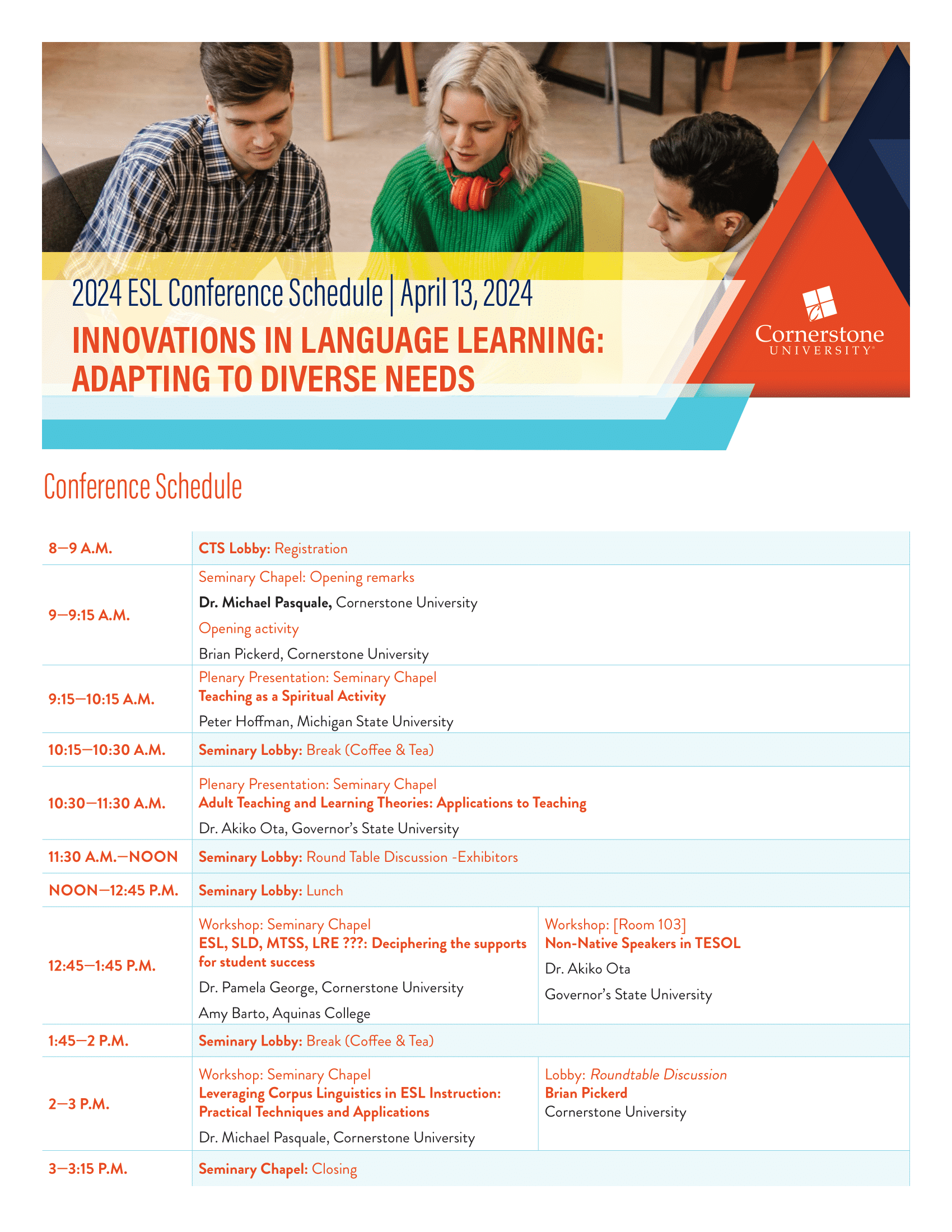 2025 ESL Conference Cornerstone University