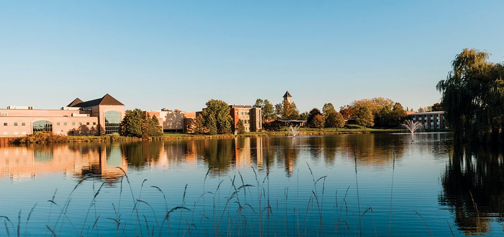 Cornerstone University Pond overlooking the main campus