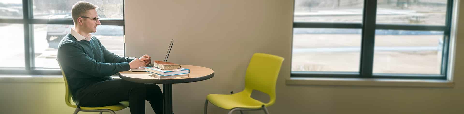 An accounting student engage in study at Cornerstone University