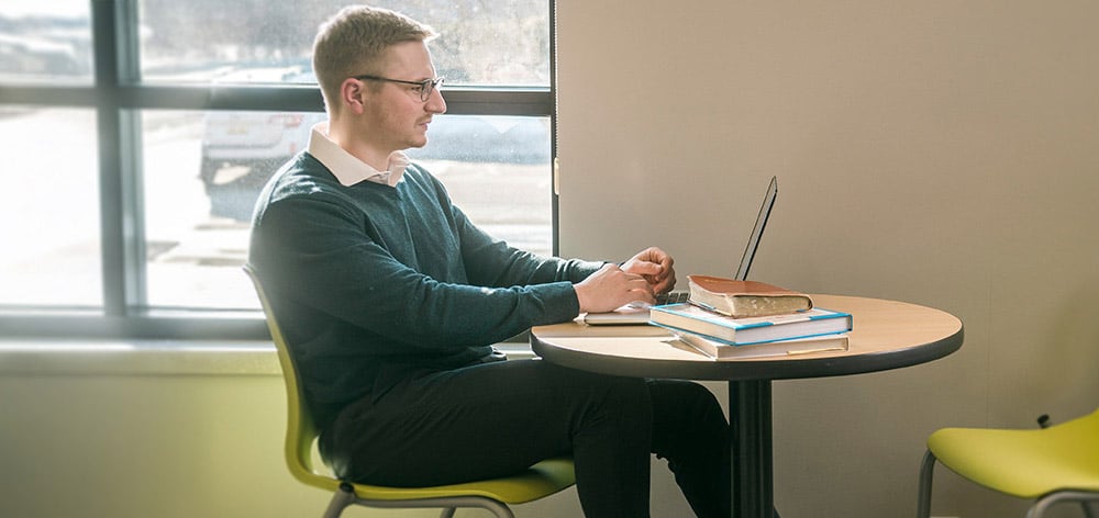 An accounting student engage in study at Cornerstone University