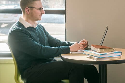 An accounting student engage in study at Cornerstone University