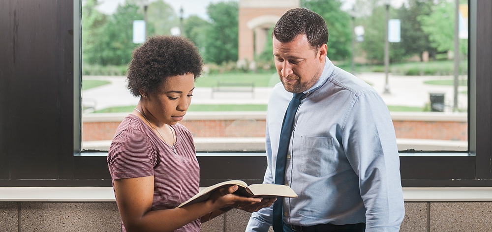 Reviewing materials for the MA in Biblical Studies program at Cornerstone University.
