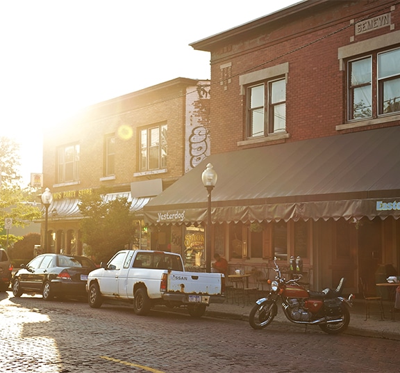Restaurant awning of Yesterdog located in Grand Rapids' Eastown, a part of Grand Rapids, Michigan