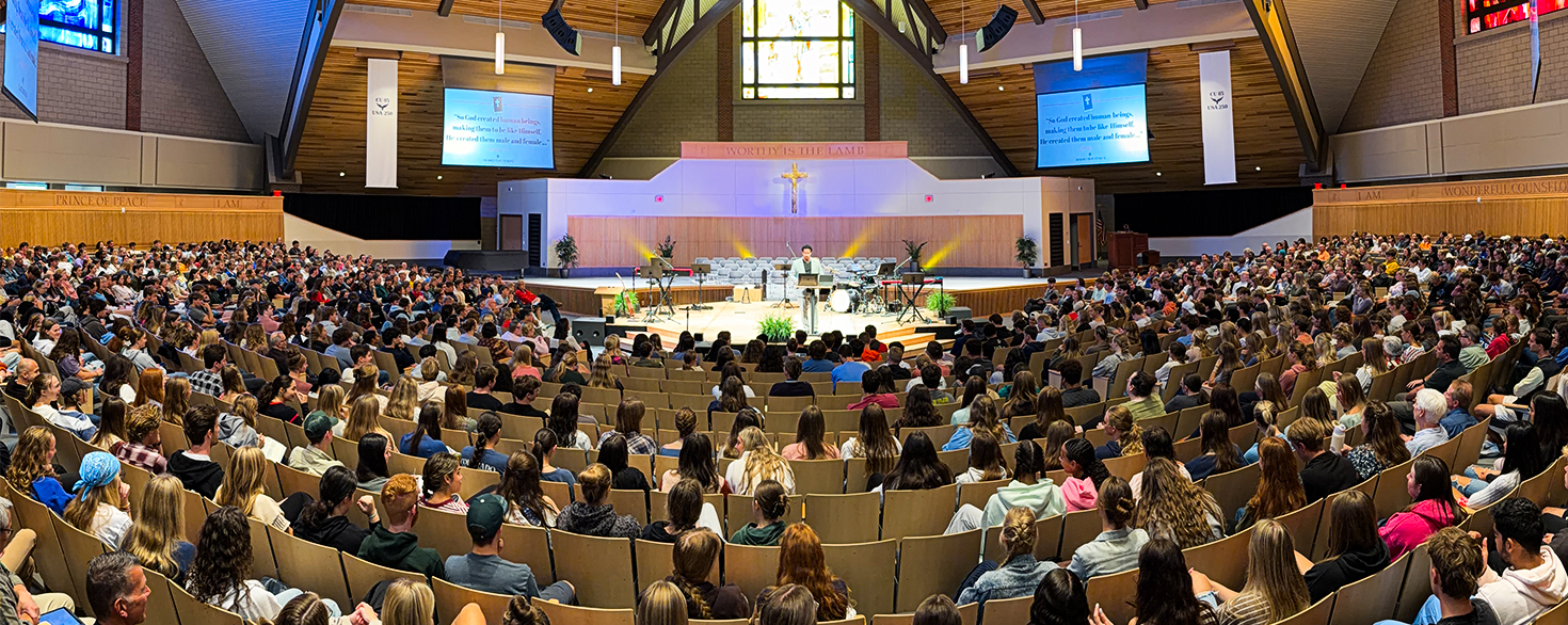 Ryan Bomberger speaking at Christ & Culture Week at Cornerstone University