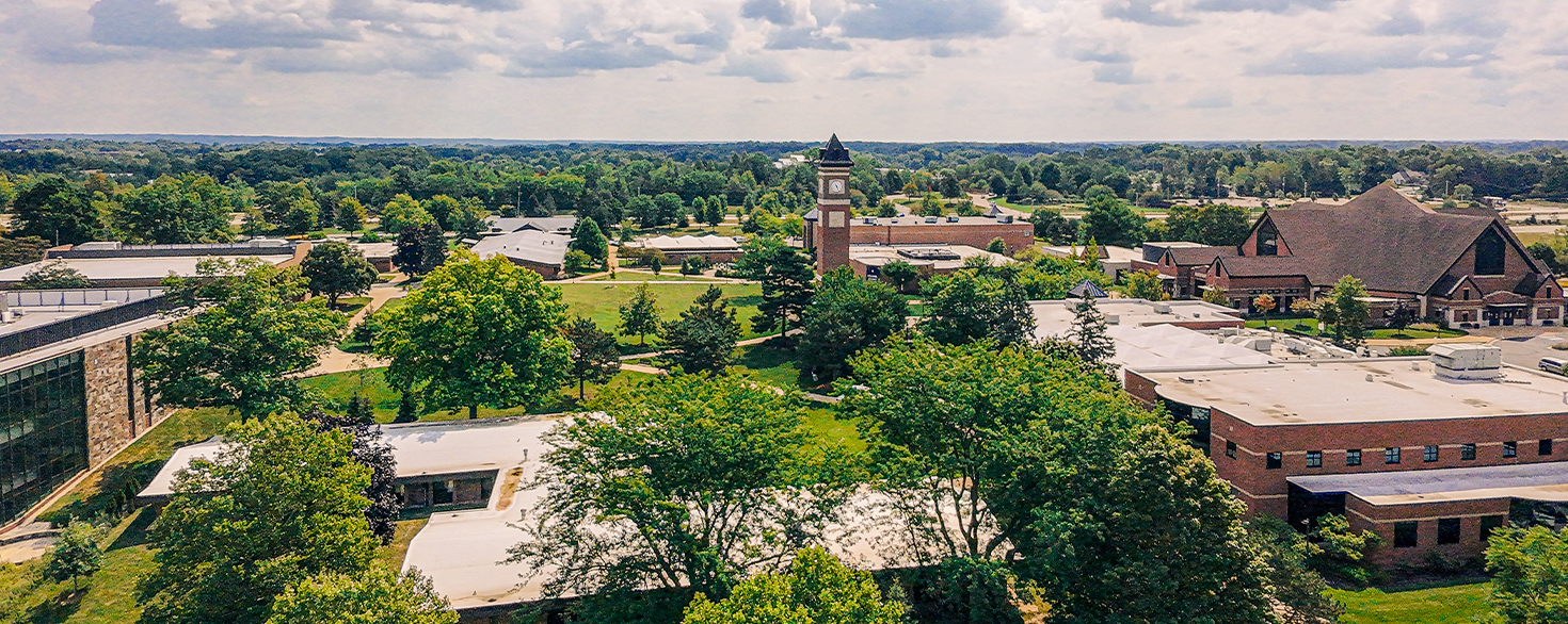 Cornerstone University campus and bell tower in Grand Rapids, Michigan